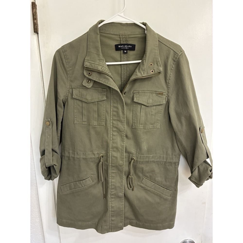 Max Jeans Army Green Utility Cargo Military Jacket, Size Women's Medium